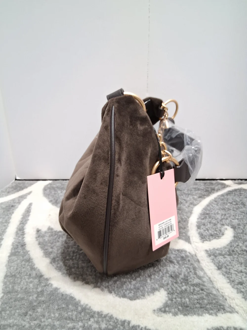 Juicy Couture Brown Hobo Shoulder Bag with Heart Charm With Embroidered Crest